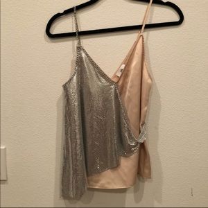 Revolve LPA chainmail/satin top